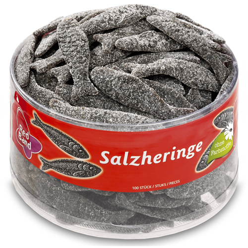 Red Band - Salty Liquorice Herrings - 100 piece tub