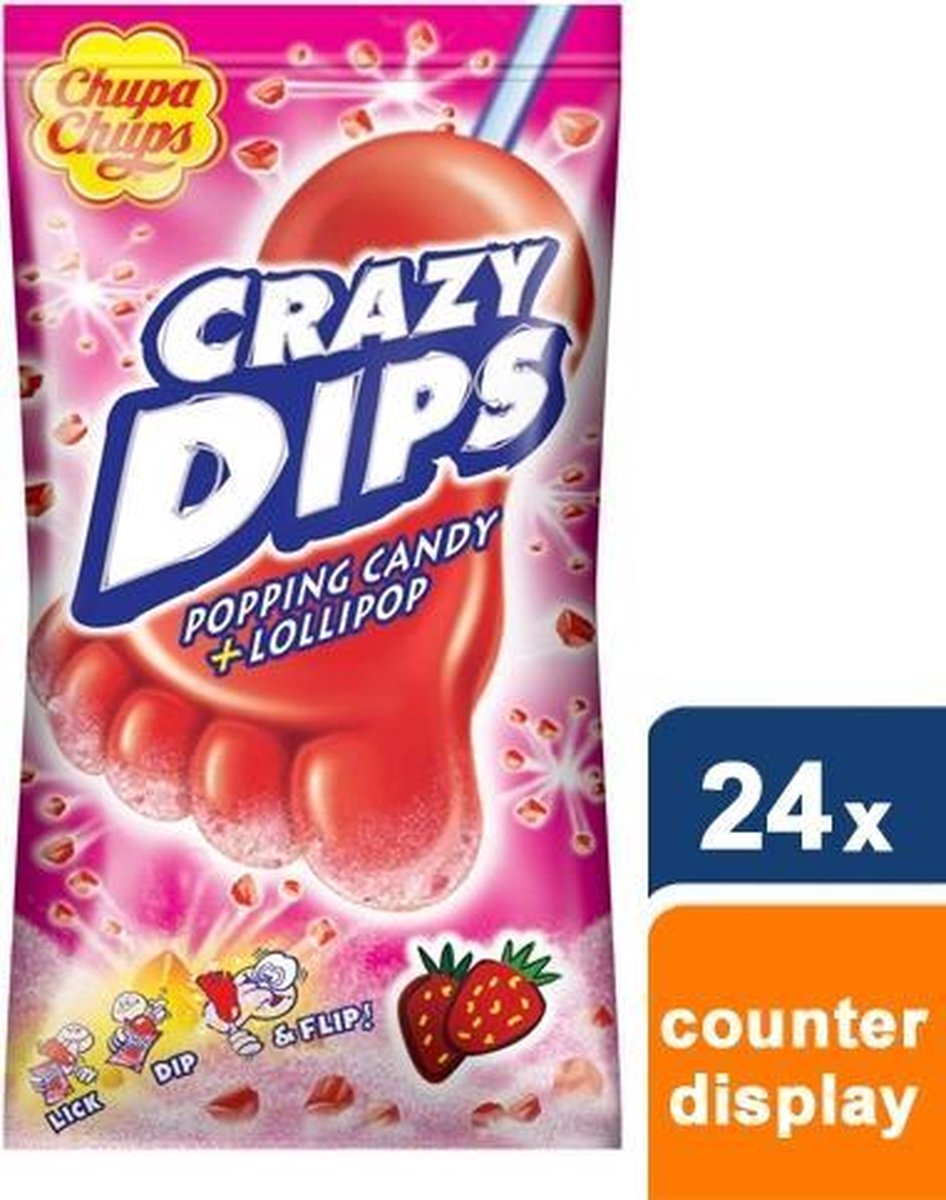 Chupa Chups - Crazy Dip Aardbei - 24 Stuks