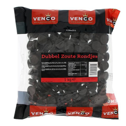 Venco - Double Salted Liquorice Rounds (Dubbel Zoute Rondjes) - 1kg