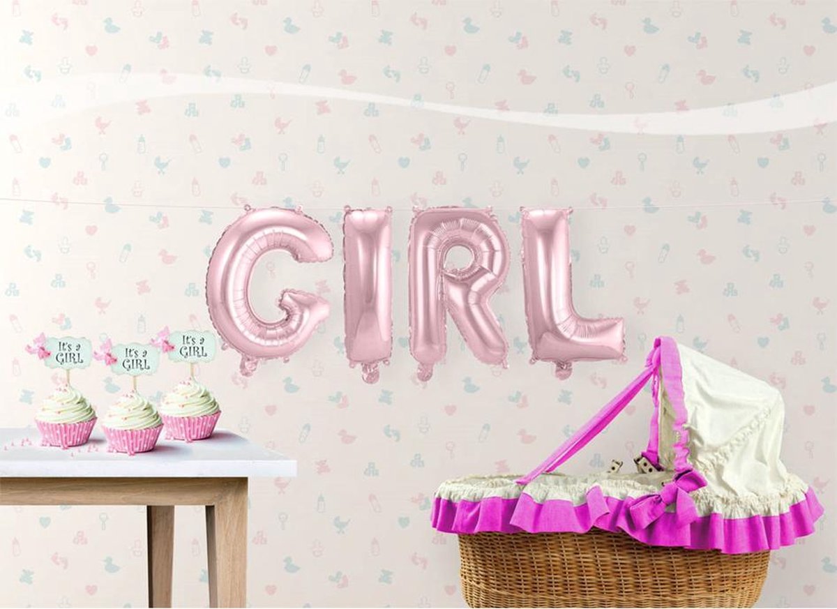 Folat Ballonletters Baby Girl - Roze