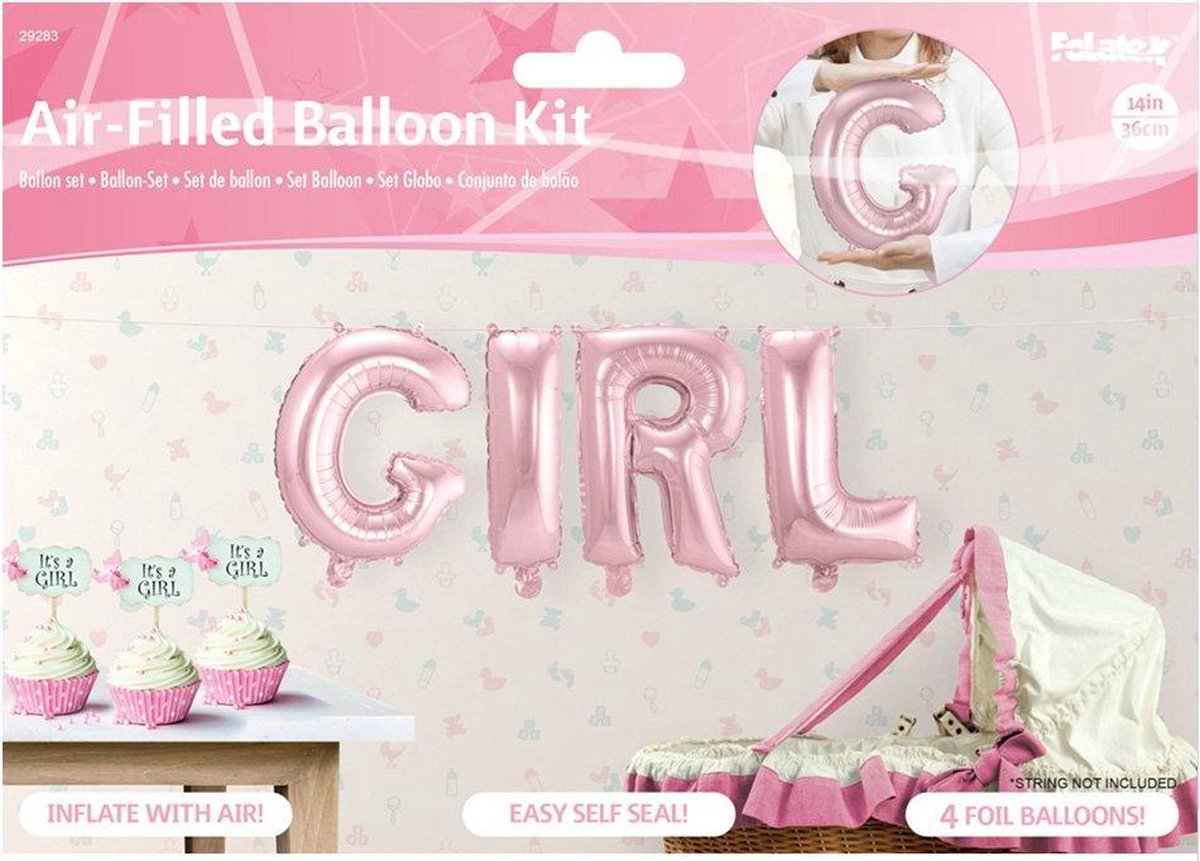 Folat Ballonletters Baby Girl - Roze