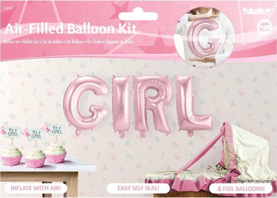 Folat Ballonletters Baby Girl - Roze