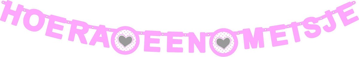 Haza Original Letterslinger O'tje Kadootje Hart Hoera Meisje - Roze
