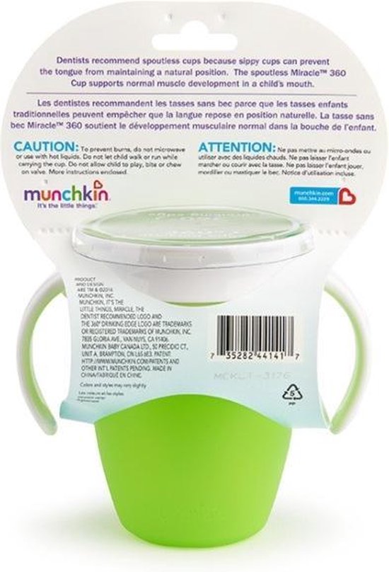 Munchkin Antilekbeker Miracle Trainer Cup Green 207ml - Groen