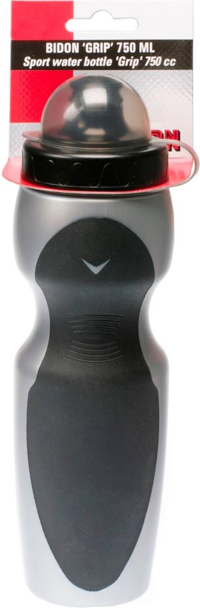 Simson Bidon ''Grip'' , 750ml , zwart/ , incl. stofkap afneembaar - Grijs