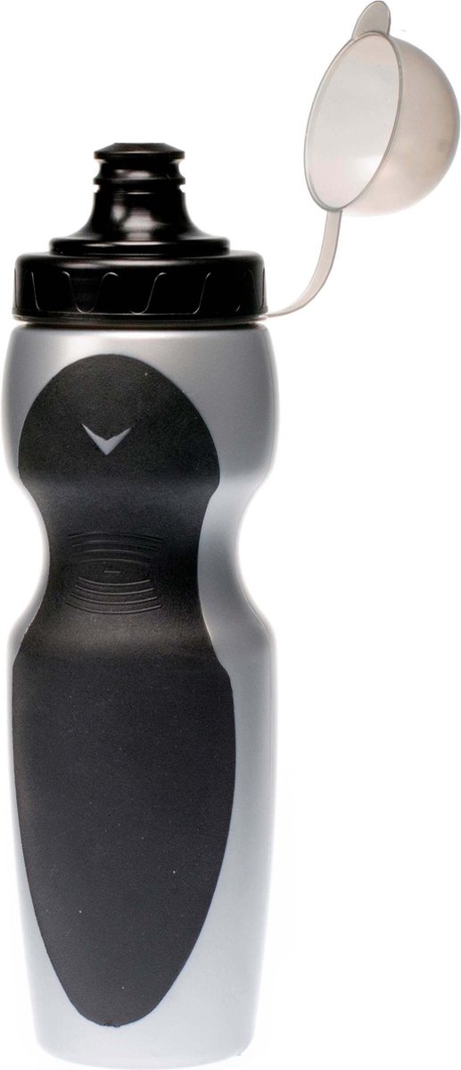 Simson Bidon ''Grip'' , 750ml , zwart/ , incl. stofkap afneembaar - Grijs