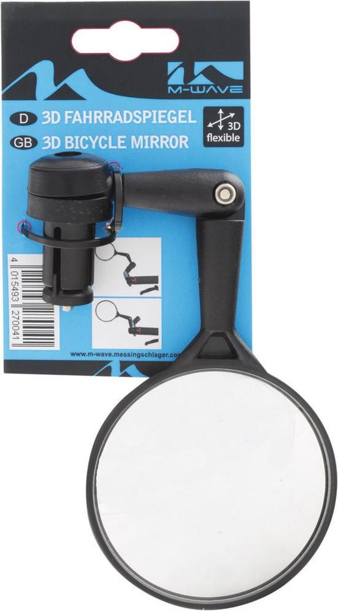 M-wave Spiegel 3D - Verstelbaar - 76Mm - Zwart