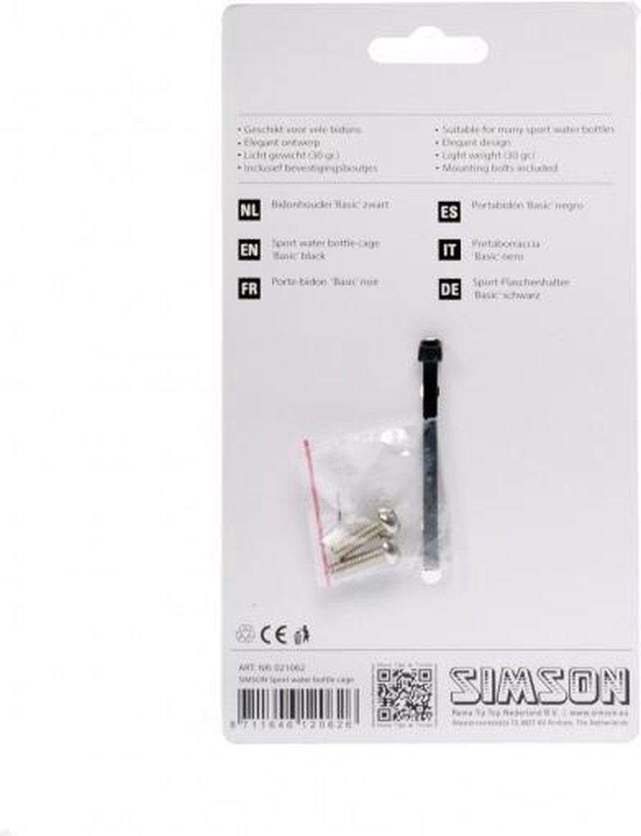 Simson Bidonhouder ''basic'' - glans - Zwart