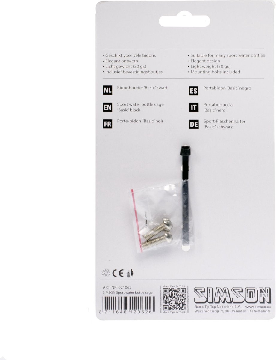 Simson Bidonhouder ''basic'' - glans - Zwart