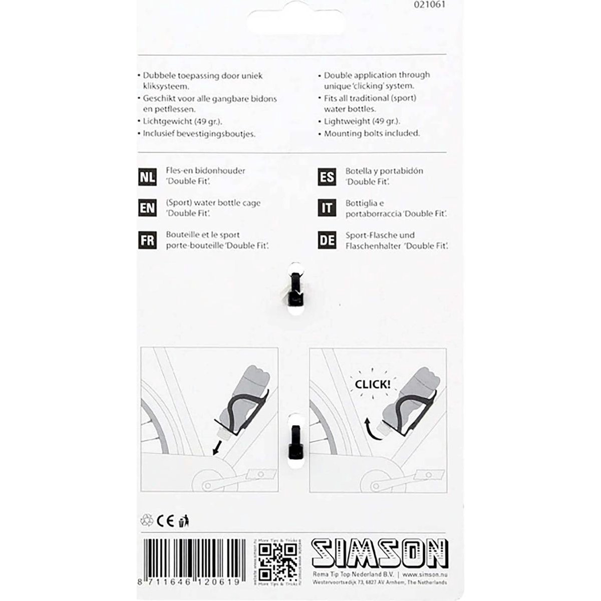 Simson Double Fit Fles- en Bidonhouder - mat - Zwart