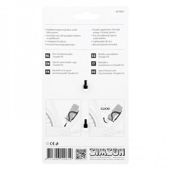 Simson Double Fit Fles- en Bidonhouder - mat - Zwart