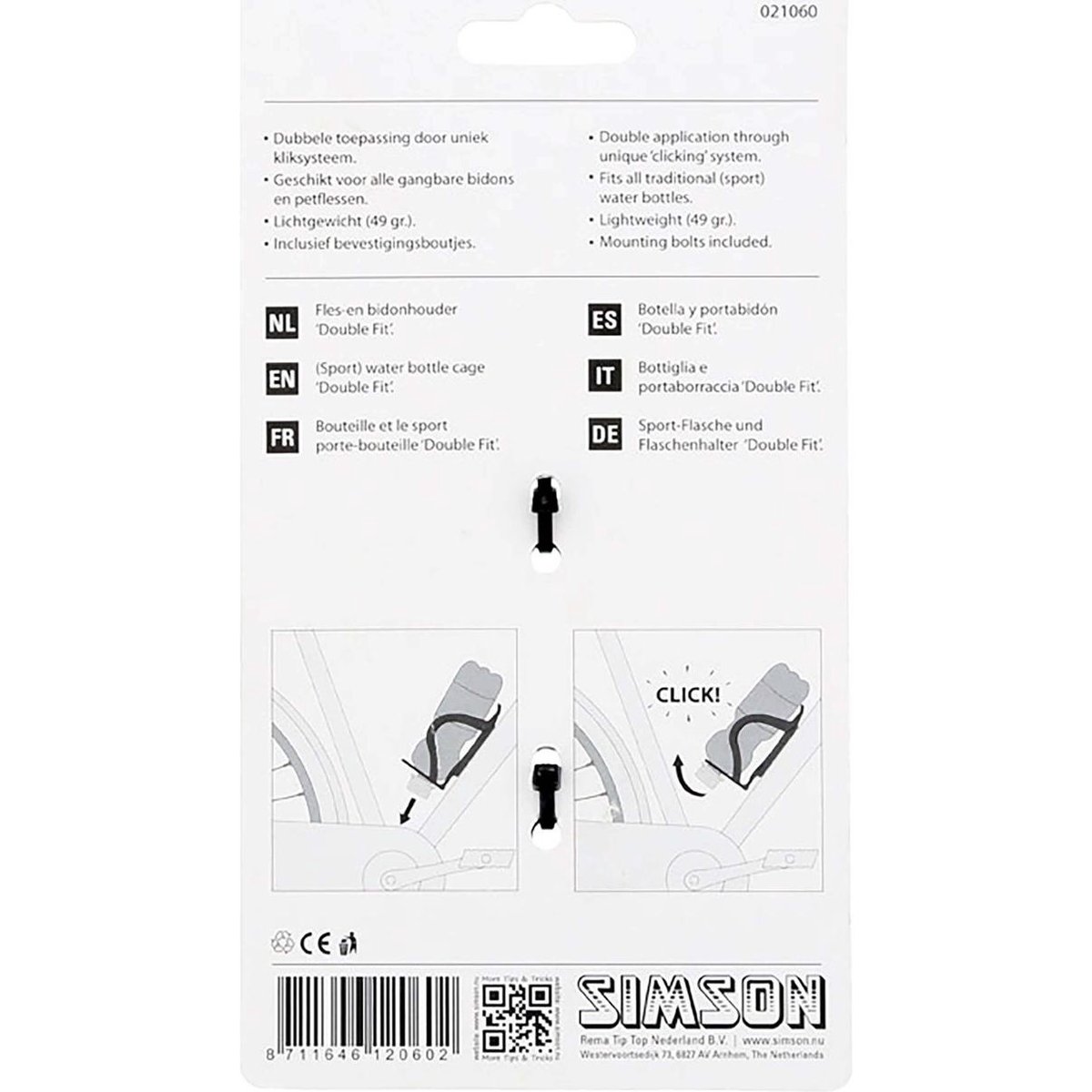 Simson Double Fit Fles- en Bidonhouder glans - Zwart