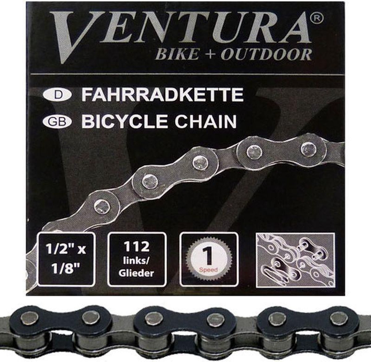 Ventura Fietsketting 1/2 x 1/8 - 1 Speed - 112 Schakels