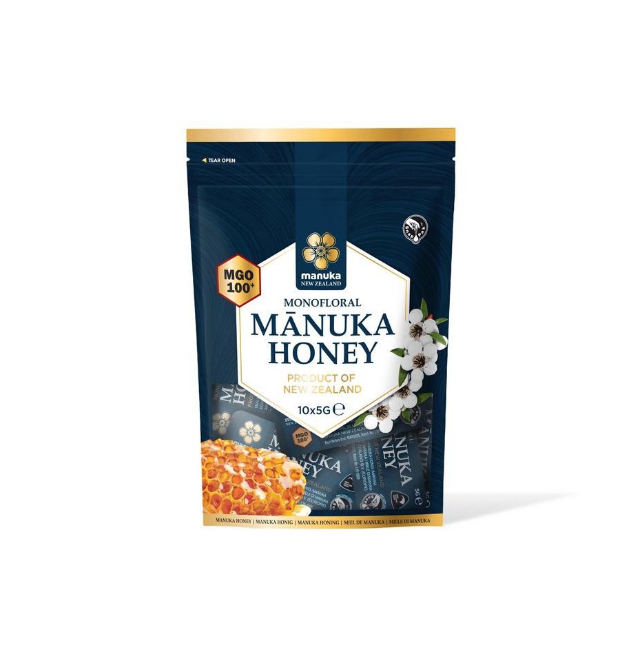 Manuka New Zealand Snappak MGO 100+ 10 stuks van 5 gram