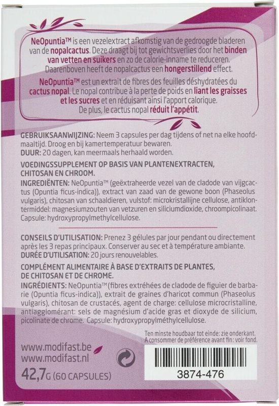 Modifast Vetbinder vijgcactus 60 capsules