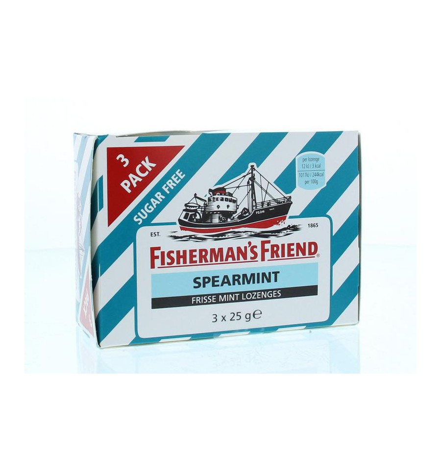 Spearmint suikervrij 25 gram 3 stuks