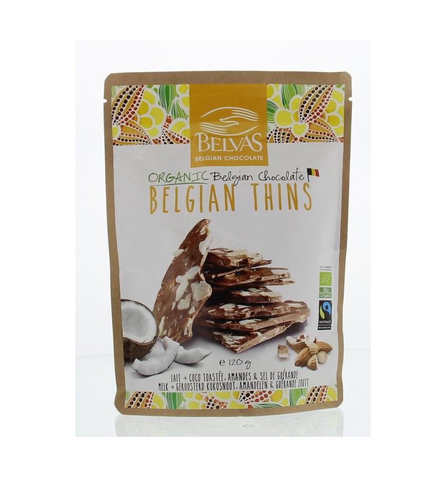 Belvas Thins melk kokos amandel 120 gram