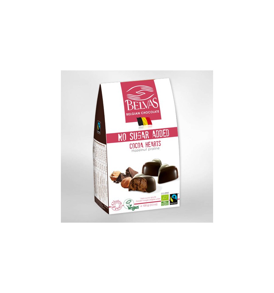 Belvas Choco hart hazelnoot praline 100 gram