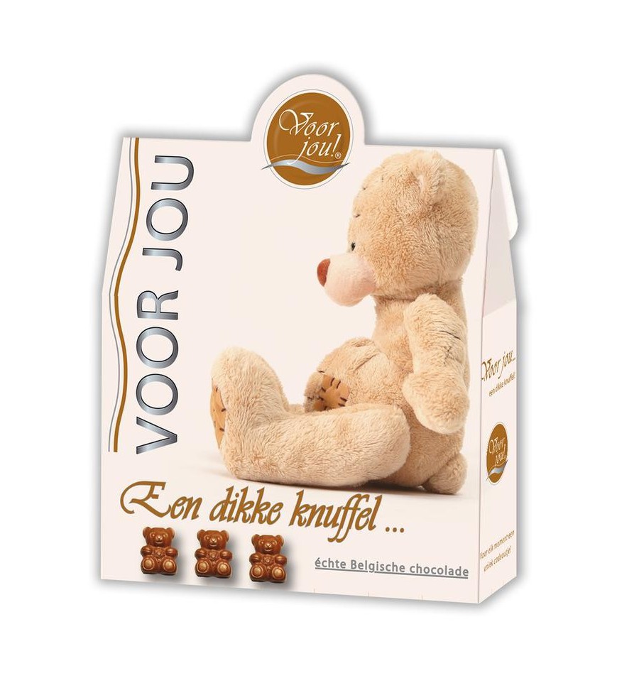 Voor Jou! Cadeau doos trendy beertjes dikke knuffel 100 gram