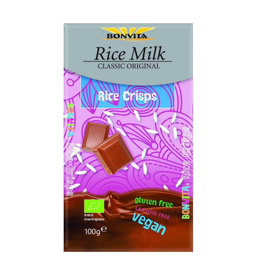 BonVita Rijstmelk chocolade rice crispy 100 gram