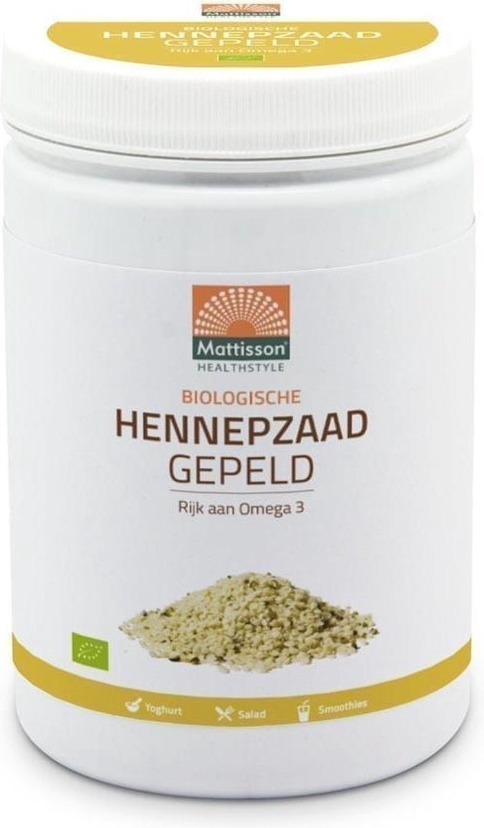 Mattisson Absolute hemp seeds hulled hennepzaad gepeld 500 gram
