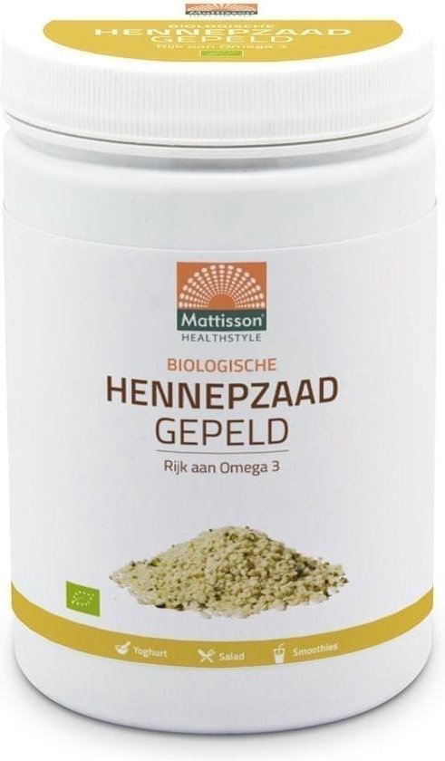 Mattisson Absolute hemp seeds hulled hennepzaad gepeld 500 gram