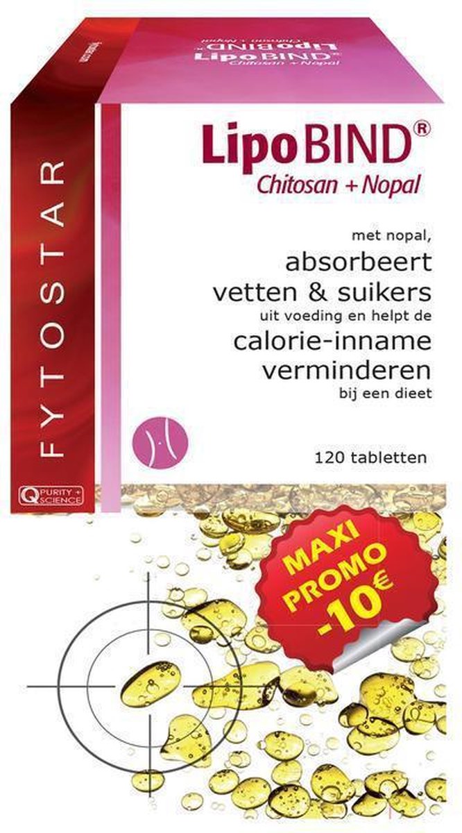 Fytostar Lipobind chitosan nopal maxi 120 tabletten