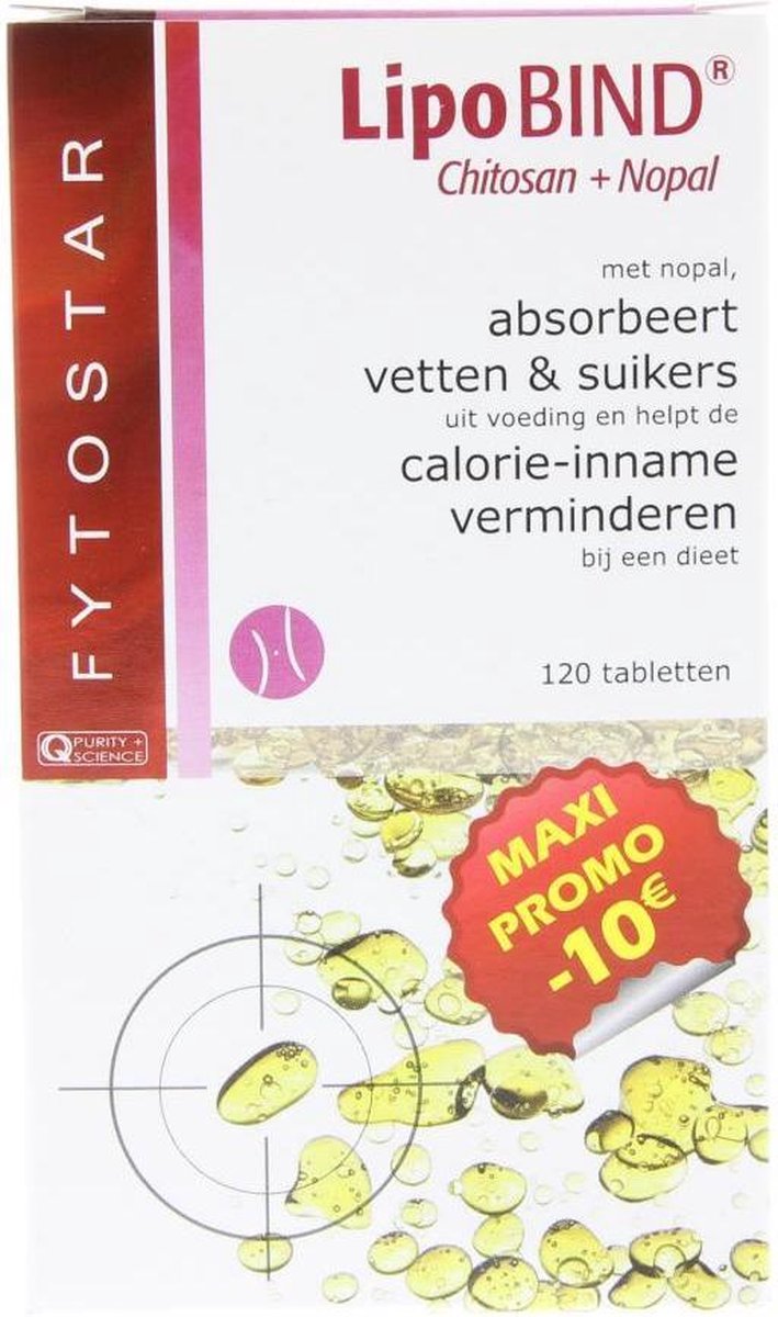 Fytostar Lipobind chitosan nopal maxi 120 tabletten