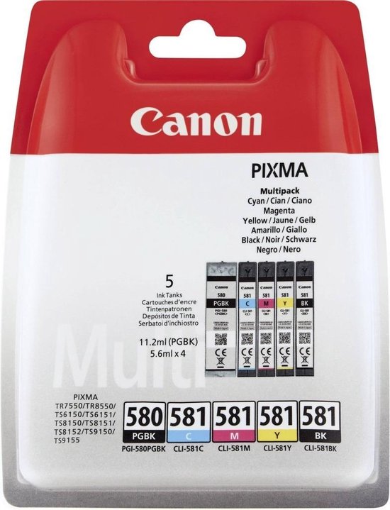 Canon PGI-580/CLI-581 Cartridges Combo Pack - Zwart
