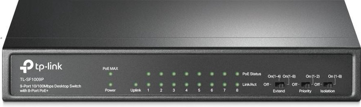 Tp-link TPL-Link TL-SF1009P - Netwerk Switch - 8 poorten