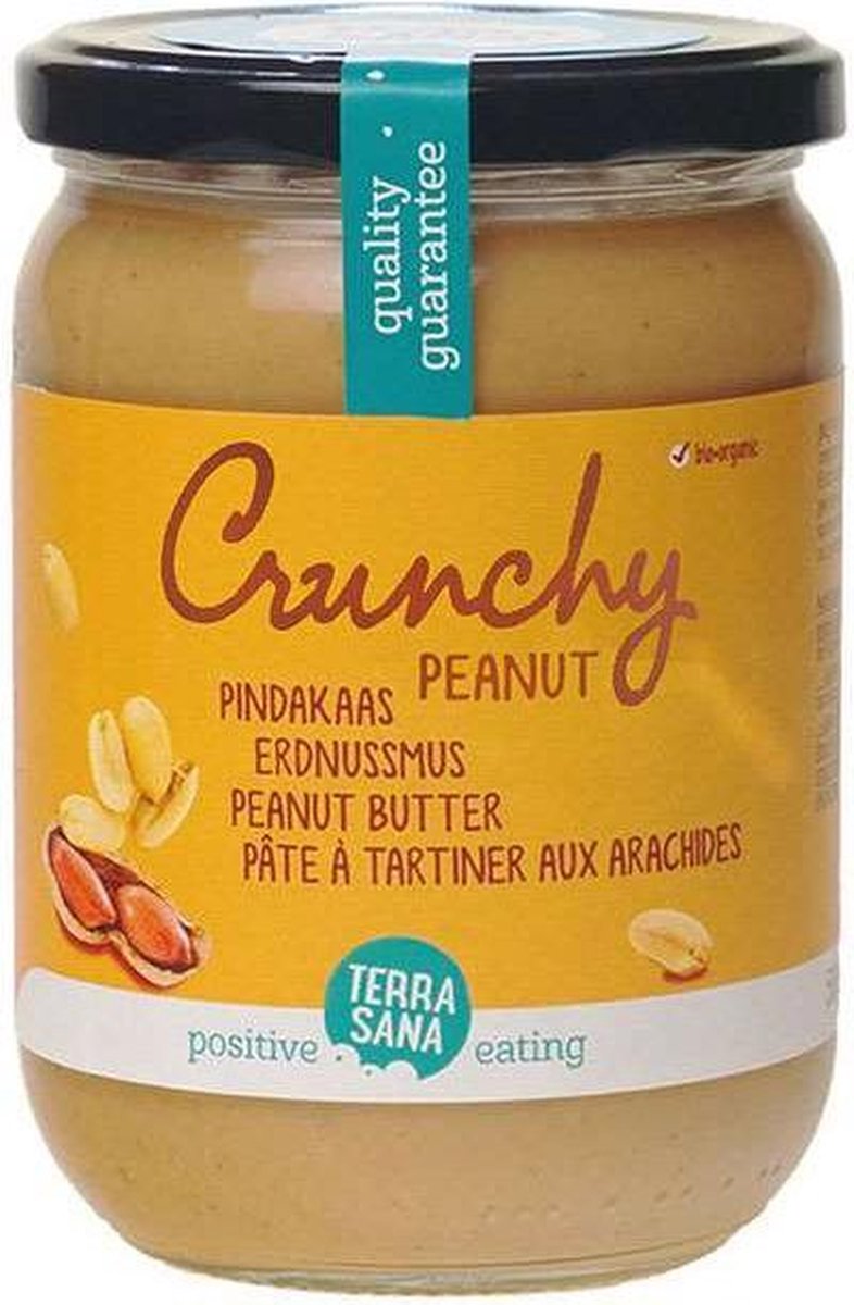 Terrasana Pindakaas crunchy zonder zout 500 gram