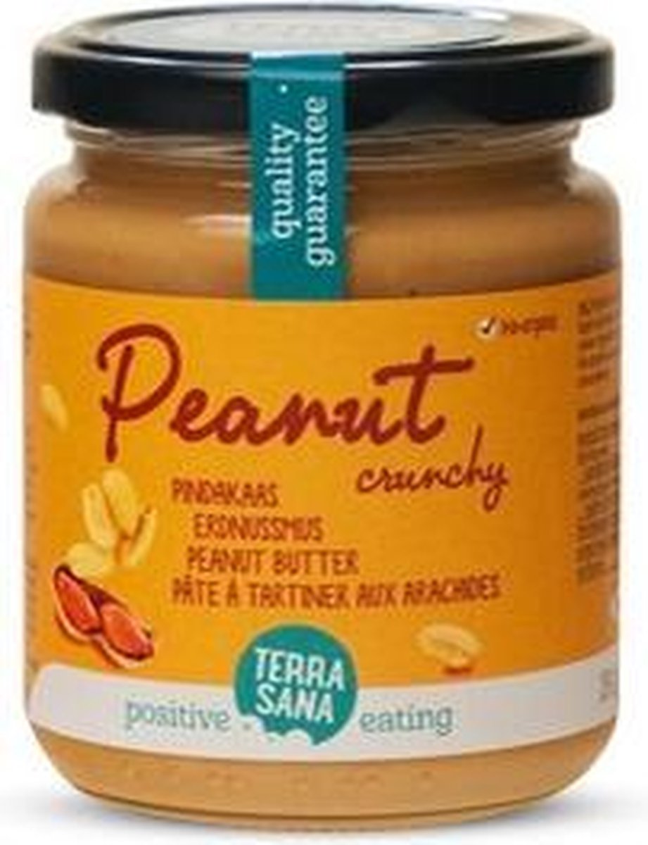 Terrasana Pindakaas crunchy zonder zout 500 gram
