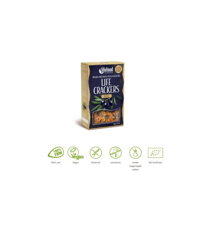 Lifefood Life crackers olijf 90 gram