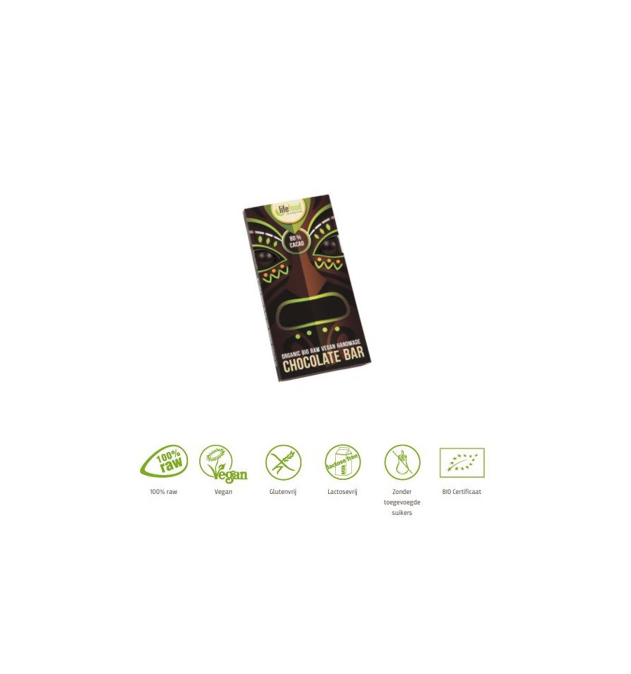 Lifefood Rauwe chocolade 80 % cacao bio 70 gram