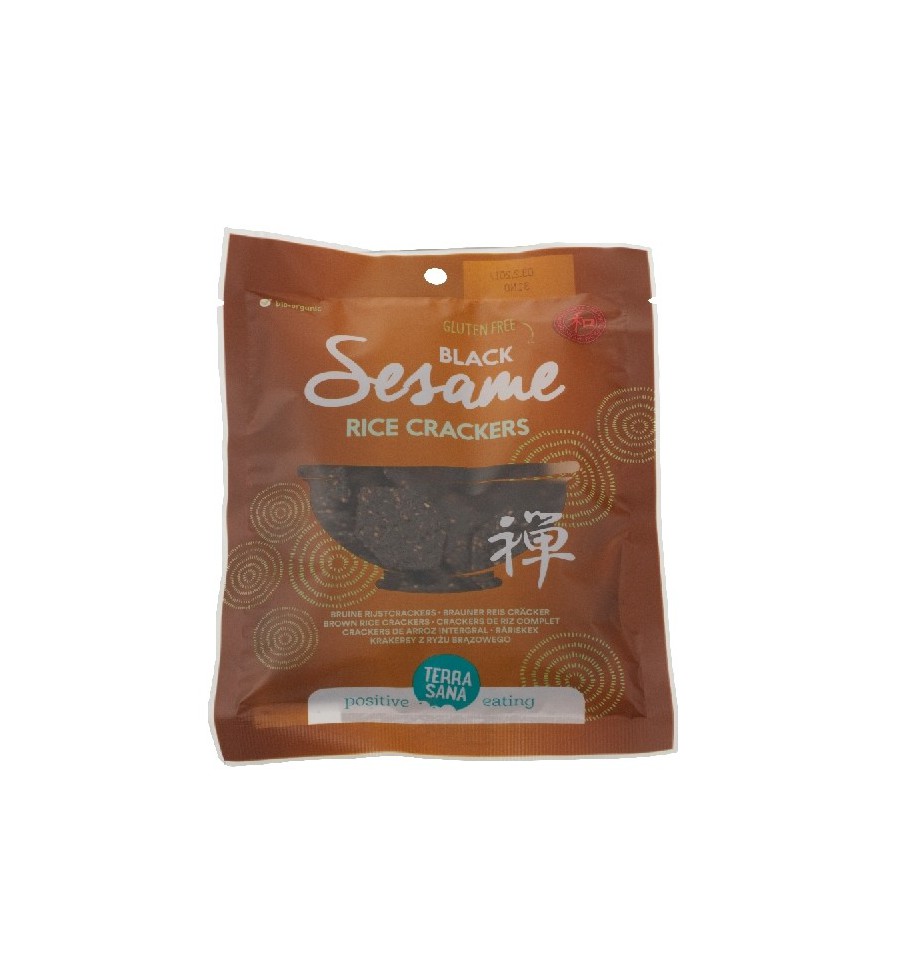 Terrasana Japanse bruine rijstcrackers zwarte sesam 60 gram