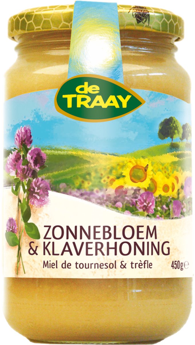 De Traay Zonnebloem-klaverhoning 450 gram