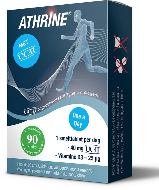 Athrine Smelttablet UC-11 + vitamine D3 90 tabletten