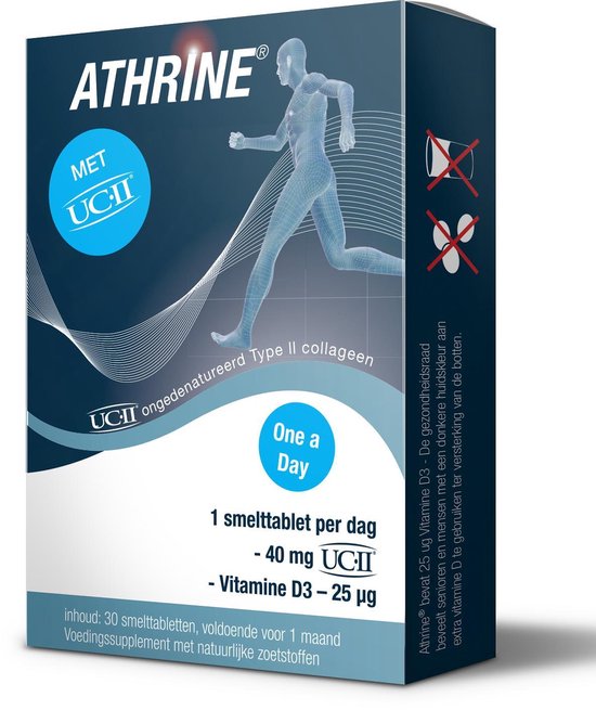 Athrine Smelttablet UC-11 + vitamine D3 30 tabletten