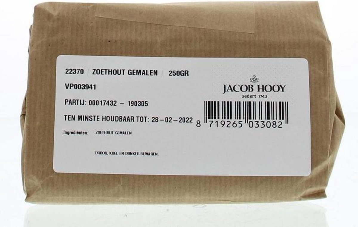 Jacob Hooy Zoethout ongeschild gemalen 250 gram