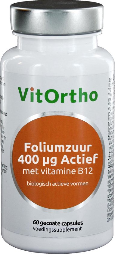 Vitortho Foliumzuur 400 mcg met vitamine B12 60 tabletten