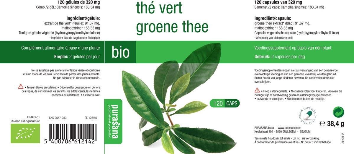 Purasana Bio groene thee 325 mg 120 vcaps