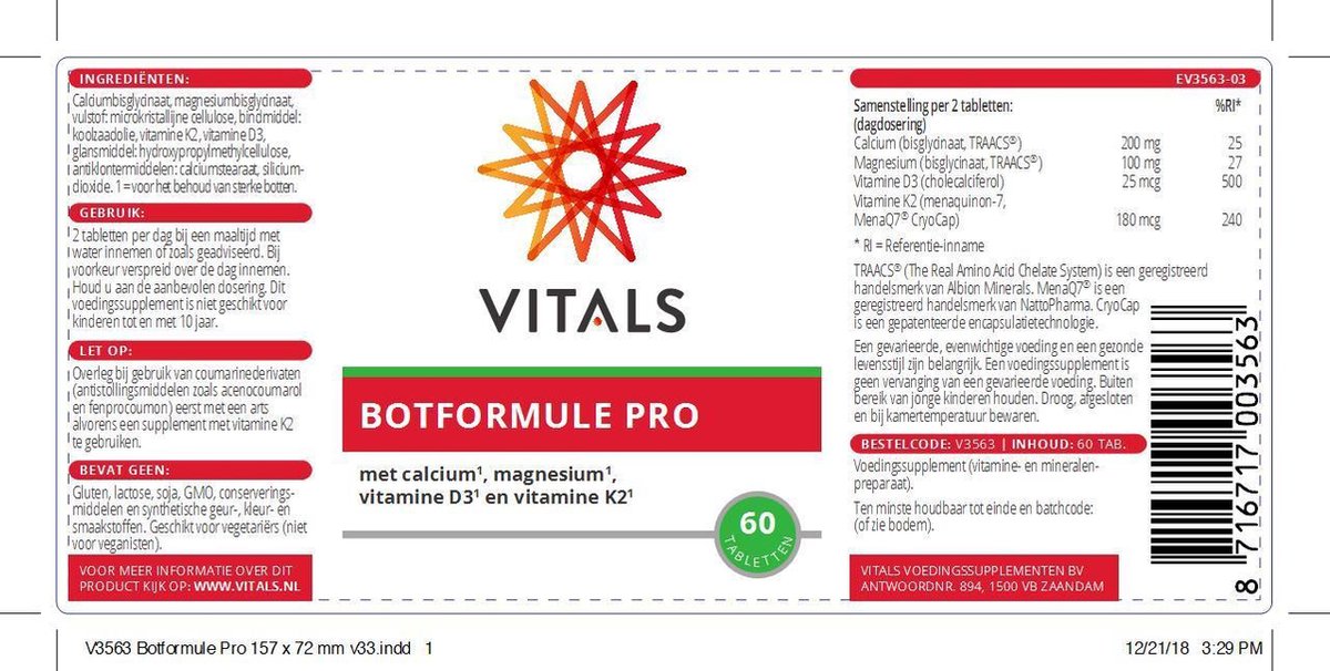 Vitals Botformule pro 60 tabletten