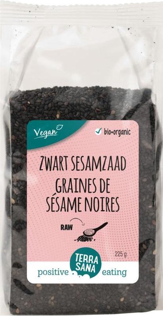Terrasana RAW sesamzaad zwart ongepeld 225 gram