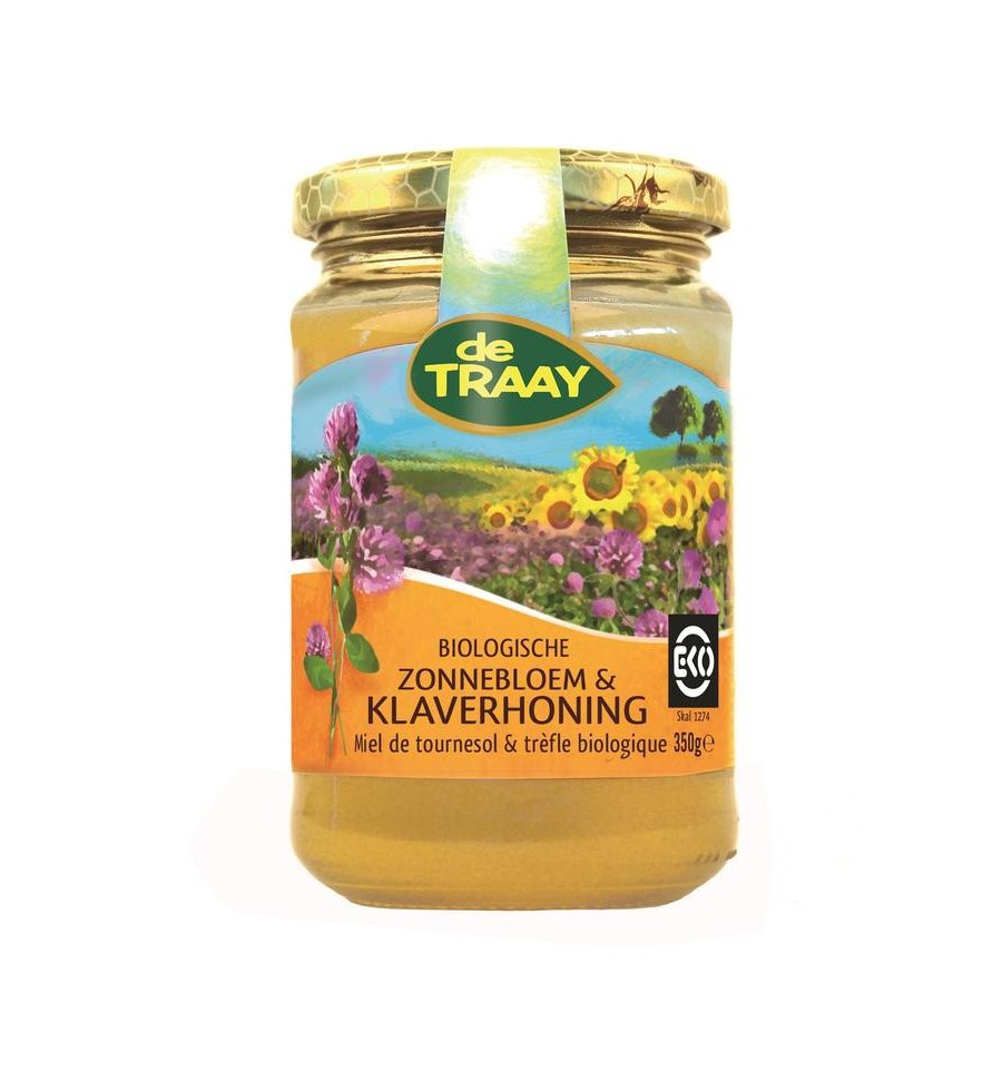 De Traay Zonnebloem klaver honing bio 350 gram