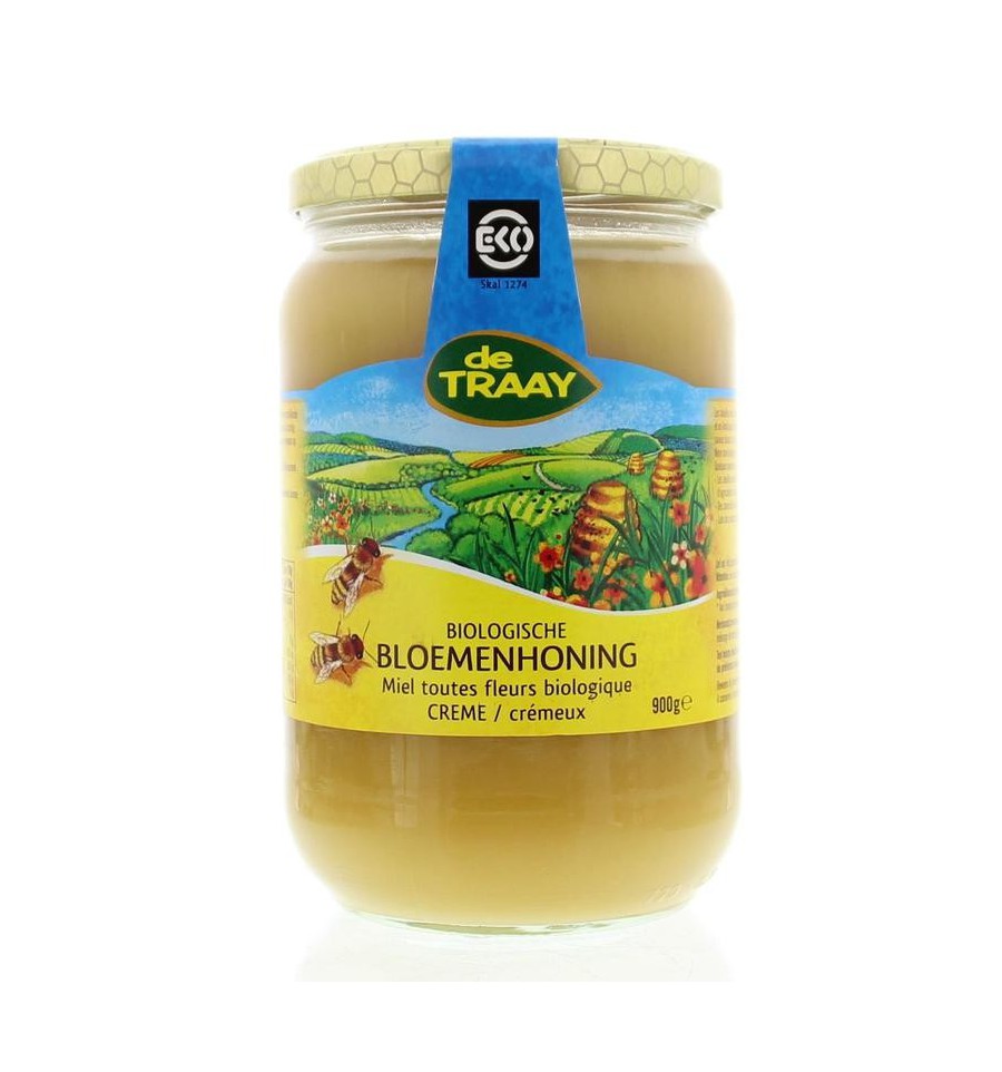 De Traay Bloemenhoning creme bio 900 gram