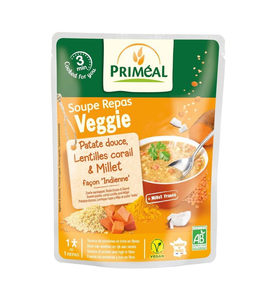 Primeal Zoete aardappel soep indian style 250 ml