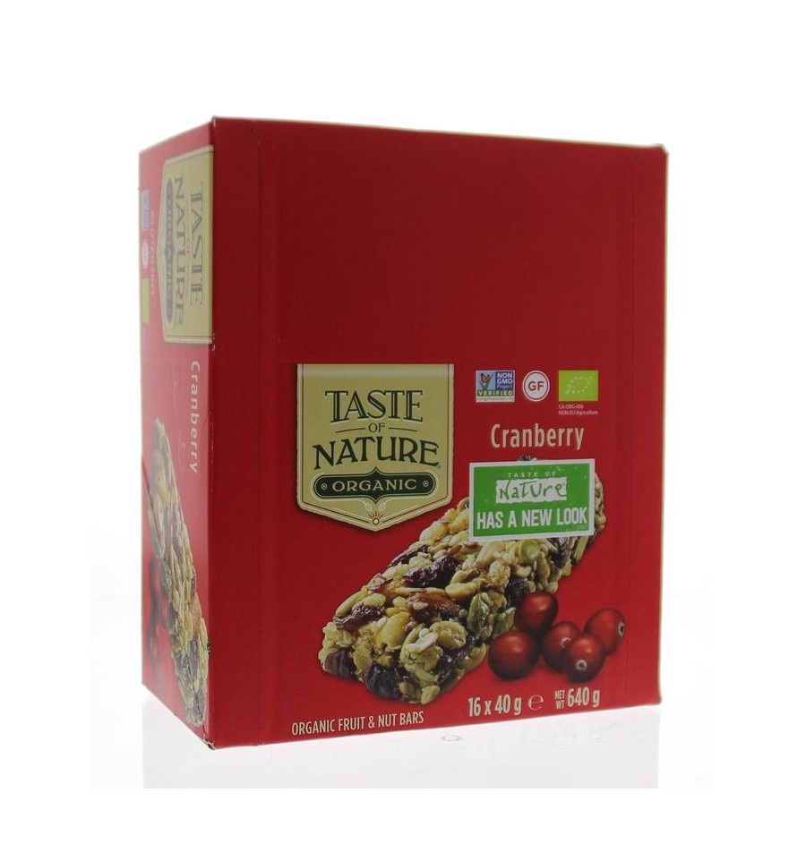 Taste Of Nature Cranberry granenrepen 16x40g gram