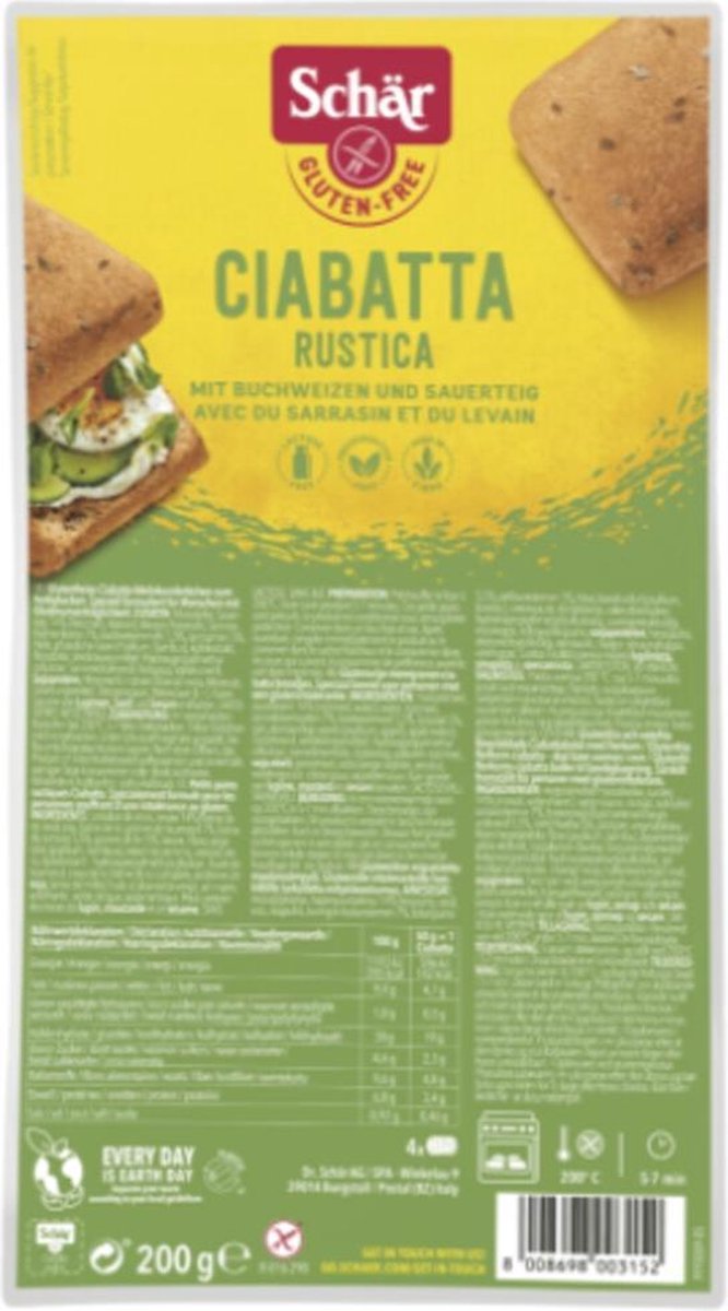 Dr. Schar Schär Ciabatta rustica 4 stuks