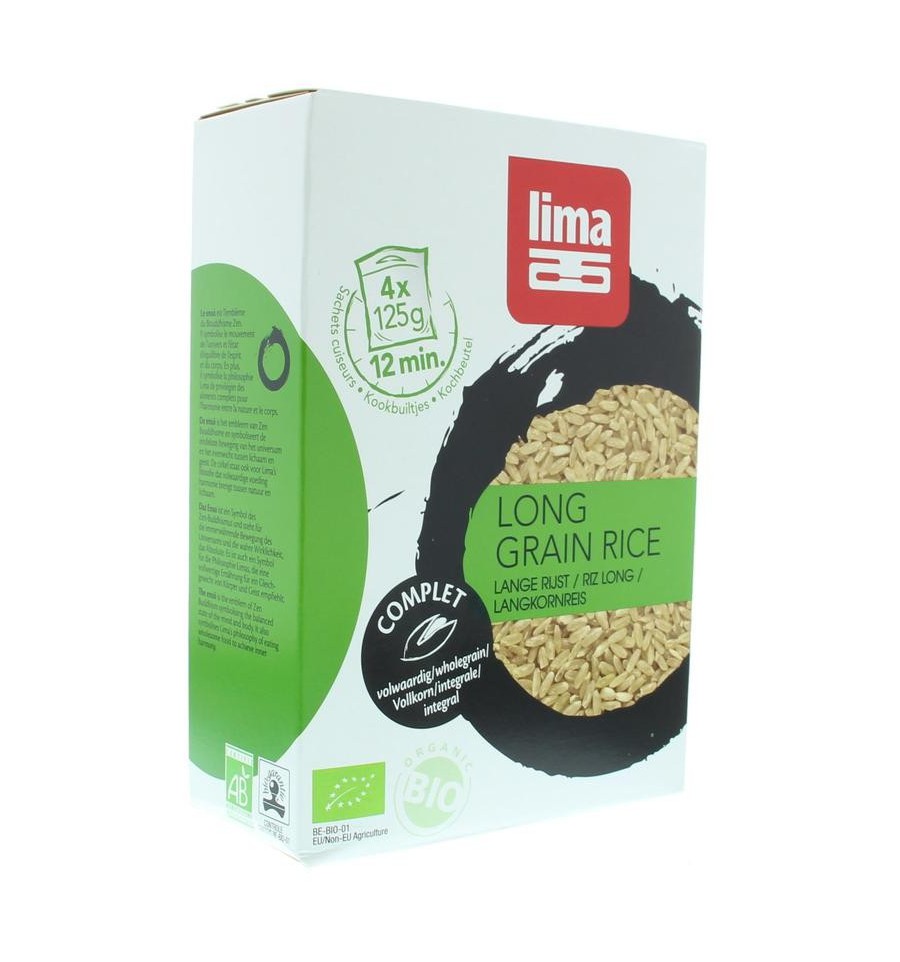 Lima Rijst lang kookbuiltjes 4 x 125 gram 500 gram