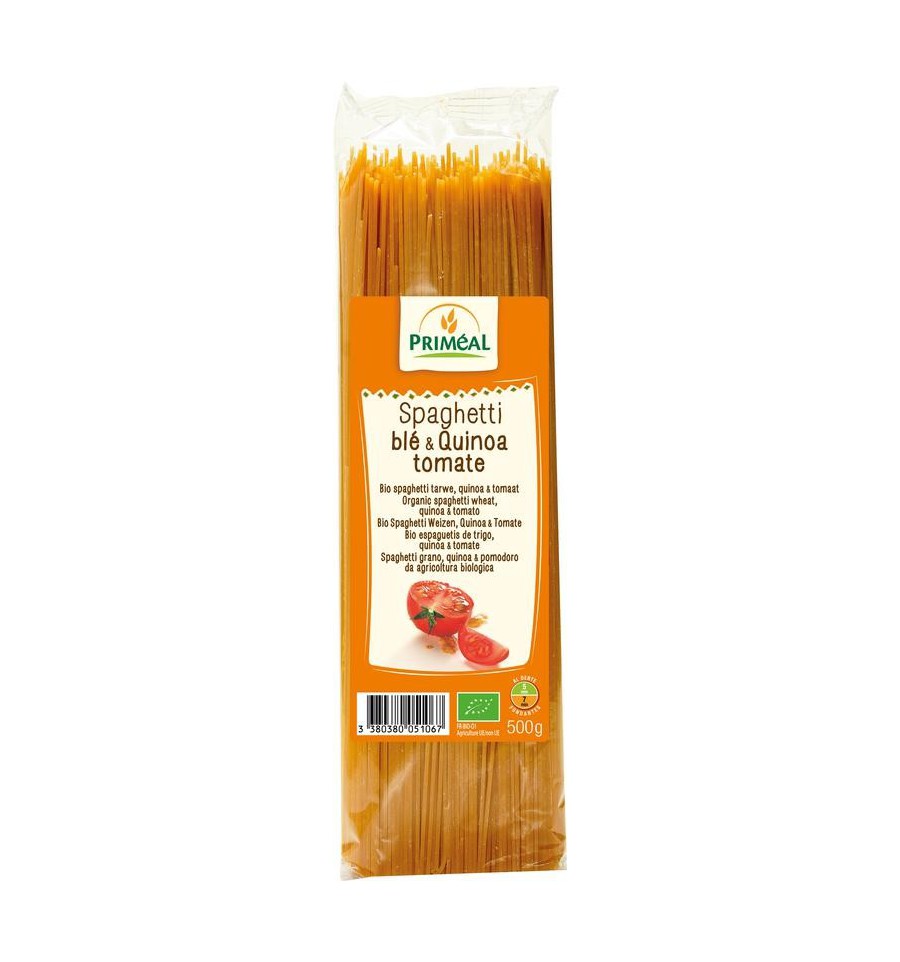 Primeal Organic spaghetti tarwe quinoa tomaat 500 gram